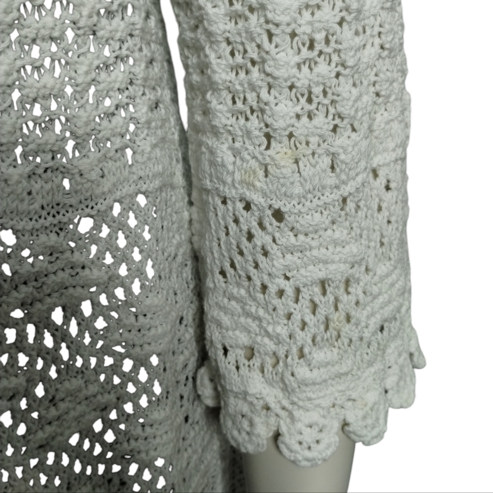 Chico's Women's XL Crochet Open Knit Cottagecore Romantic Grannycore Cardigan - Picture 6 of 9